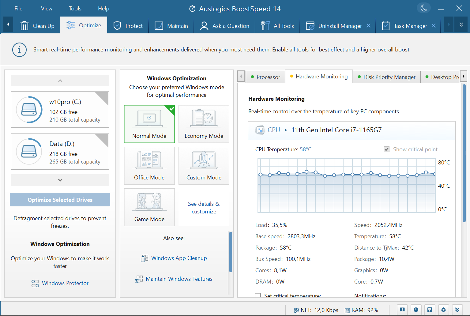 screenshot of Auslogics BoostSpeed
